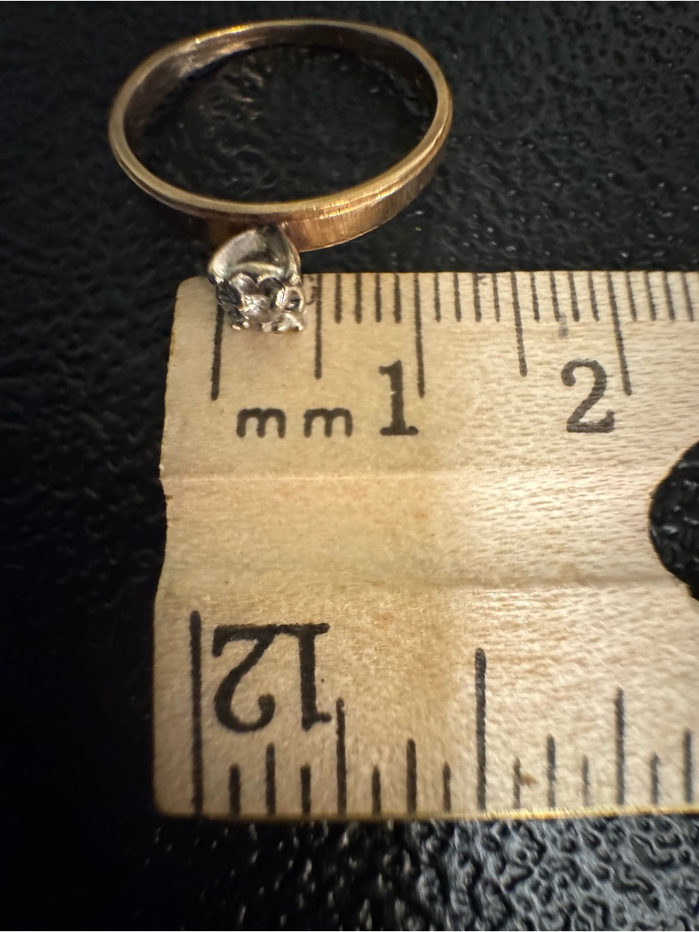 Classic Brushed 14kt Gold Solitaire Ring with Natural Diamond - Picture 3 of 11